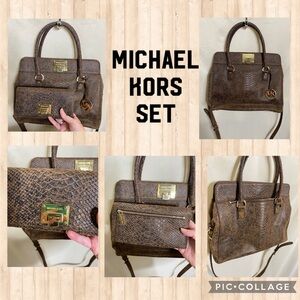 Michael Kors Limited Edition Astrid Python Embossed Leather Bag & Wallet Set